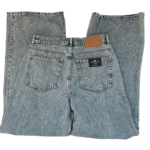 New H&M Jeans Wide Large High Waist Loose Size 10 Medium Wash 5 Pocket NWT - Picture 3 of 5
